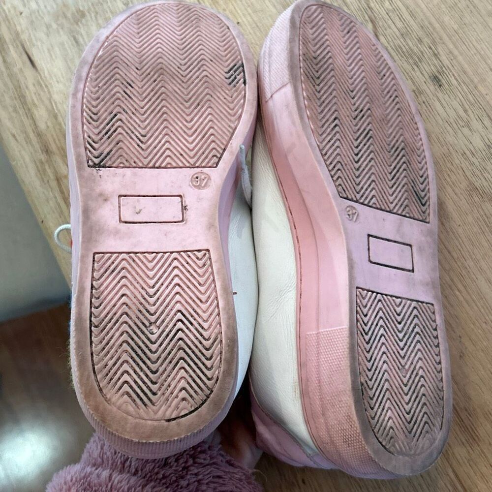 Moschino white pink colorful leather sneakers with tufted branding kids youth 5 - Picture 6 of 7
